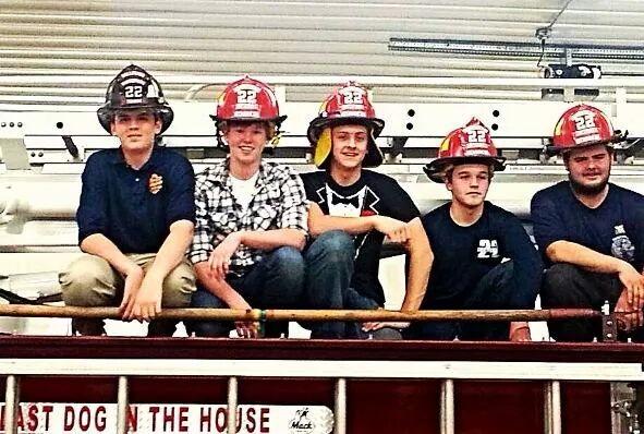 Bellwood-Antis students (l to r) Tom Whiteford, Justin Gunsallus, Scott Pearce and Connor Himes are all volunteer members of the Excelsior 22 Fire Department. Also pictured on the end is 2013 B-A graduate Tyler Parshall.