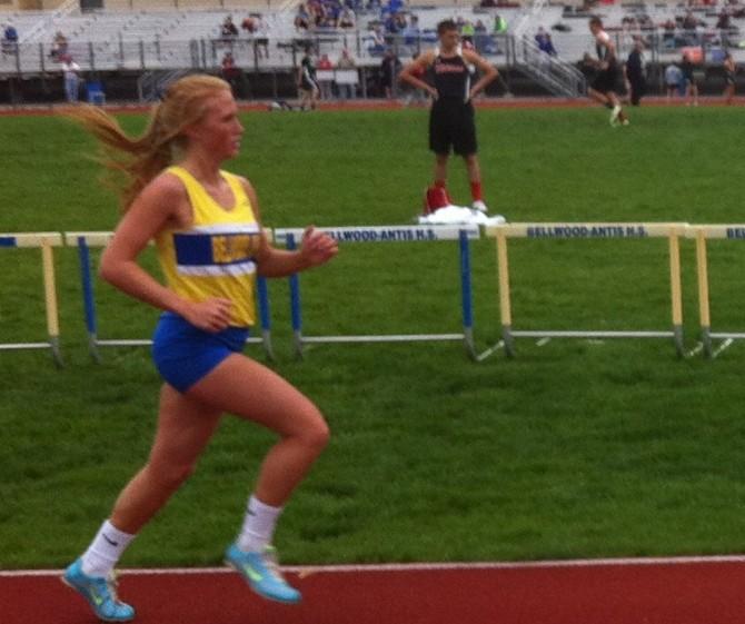 Ellen Crook was one of two Lady Blue Devils to set meet records at yesterdays ICC meet.