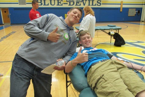Nick Perry and Justin Gunsallus were among the many Bellwood-Antis students to donate blood at last springs blood mobile.