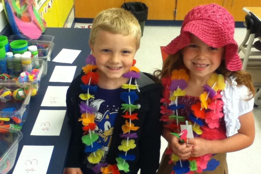 Aiden+Johnson+and+Marissa+Cacciotti+from+Pete+Harrys+kindergarten+class+at+Myers+Elementary+had+a+blast+at+the+virtual+trip+to+Hawaii.++Its+a+yearly+activity+that+has+been+a+part+of+the+Myers+kindergarten+experience+for+three+decades.