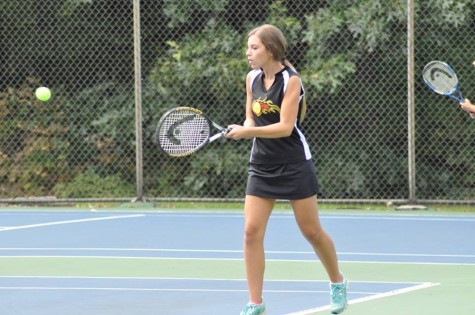 Senior Paige Padula is 5-3 in single matches this season.