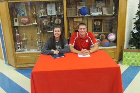 Ana Hollen and Chad Luensman signed letters of intent to play sports in college.