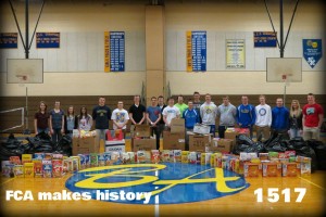 FCA members collected cereal boxes in record numbers to donate to the St. Vincent DePaul food pantry.