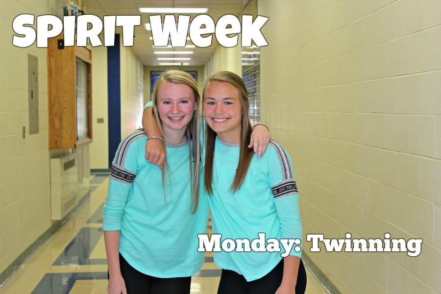 Freshmen Riley DAngelo and Brynne Swogger did some twinning in their Nike shirts.