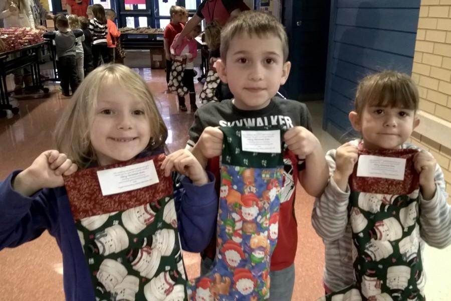 Youngsters from Myers stuffed assisted with the Stockings for Troops program last week. 