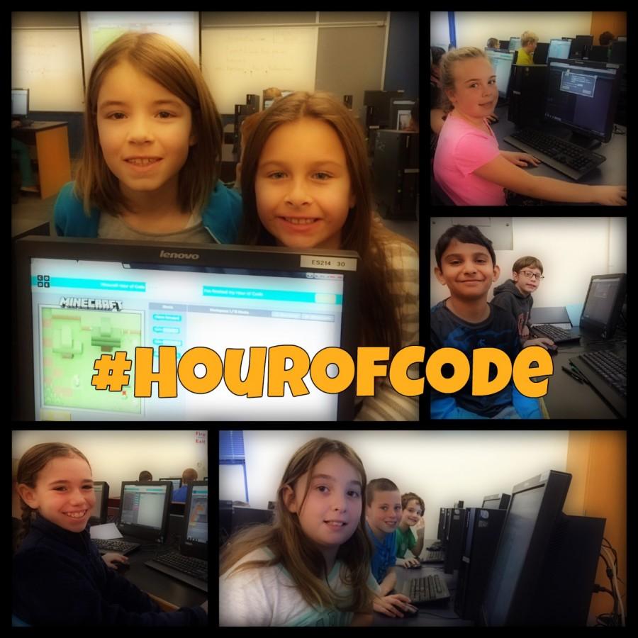 Students experimenting with the Minecraft puzzle on Code.org.