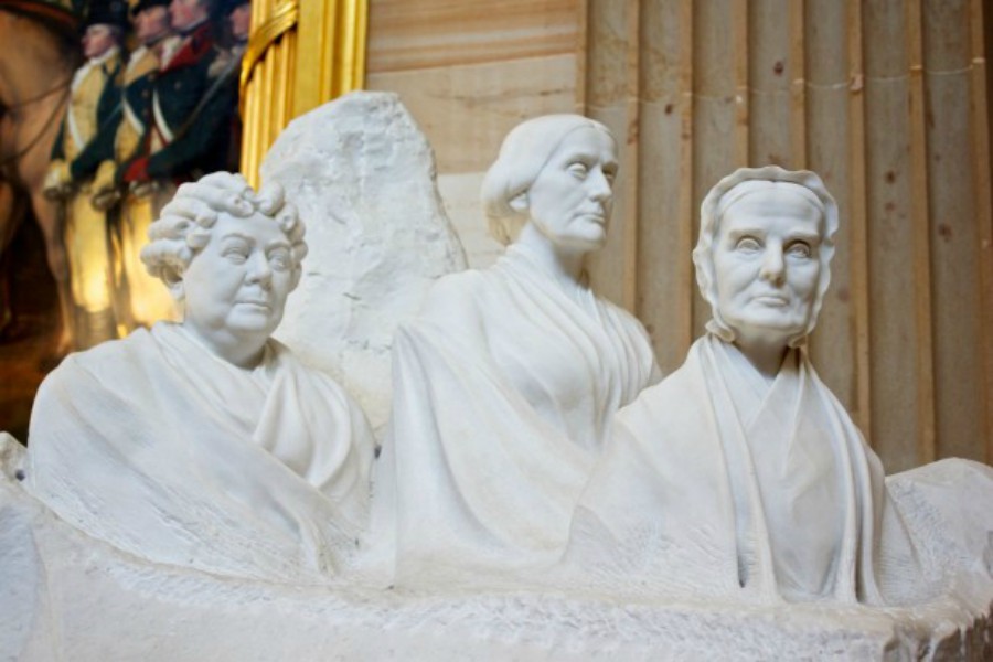 Leaders of womens suffrage statue on Capitol Hill featuring Elizabeth Cady Stanton, Susan B. Anthony and Lucretia Mott.