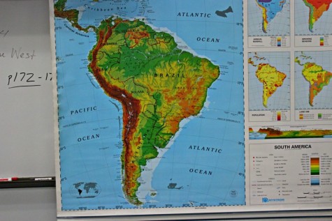 Maps like this are a major part of the work Mr. Andrekovich does with his seventh grade geography students.