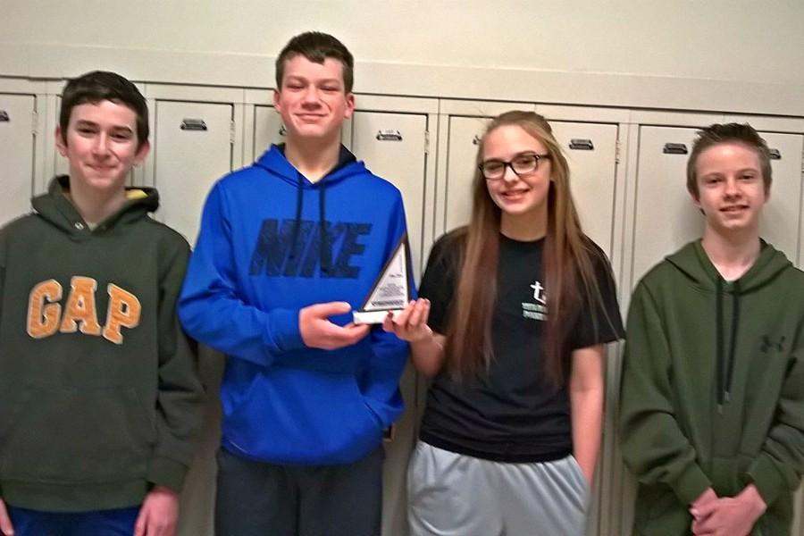 Caedon Poe, Zach Mallon, Cassidy Troutman, and Kenneth Robison took second place last week at Math Counts.