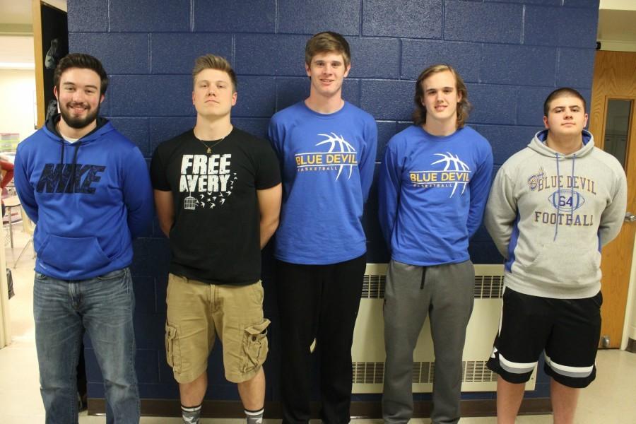 B-A football players (l to r): Jarryd Kissel, Sawyer Kline, Jarrett Taneyhill, Jake Burch, and Adam Bowers each made the Pennsylvania Football News Gold Academic All-Star team.