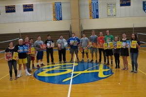 FCA members holding the donated cereal.