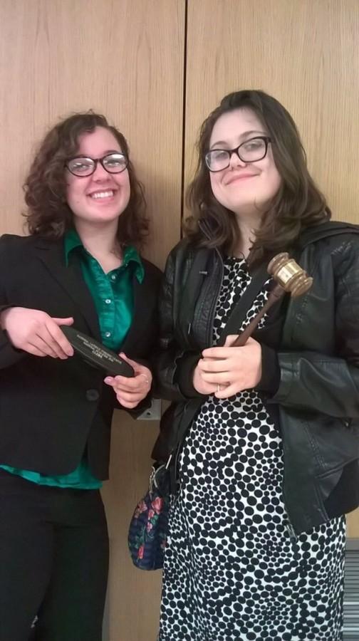 Hannah Hornberger and Kerri Little helped to run the District Student Congress meet.
