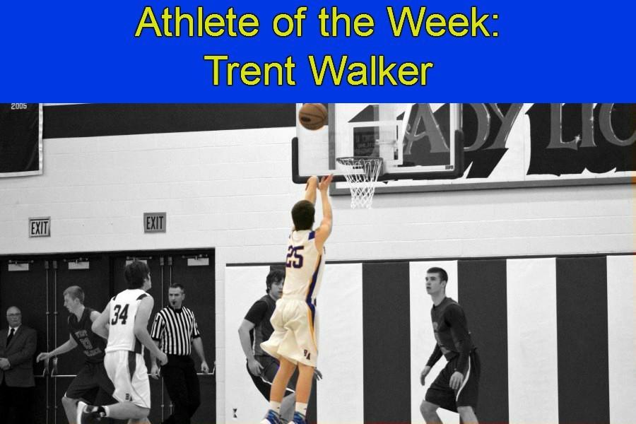 Sophomore+Trent+Walker+shooting+one+of+his+many+free+throws+of+the+night.