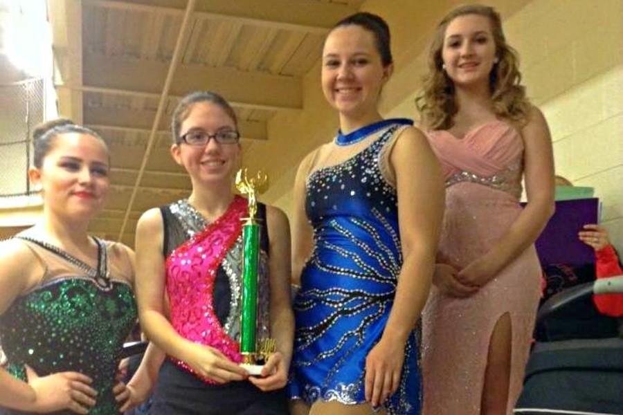 Dream Twirlers competition team members (l to r) Olivia Wilson, Anna Sloey, Mariah Reihart, and Megan Maynard at the Twirlers Unlimited competition in Altoona.