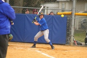 Krystina Taylor waits on a pitch against Juniata Valley yesterday. Taylor homered to punctuate a 5-run second in the Blue Devils victory over Juniata Valley.