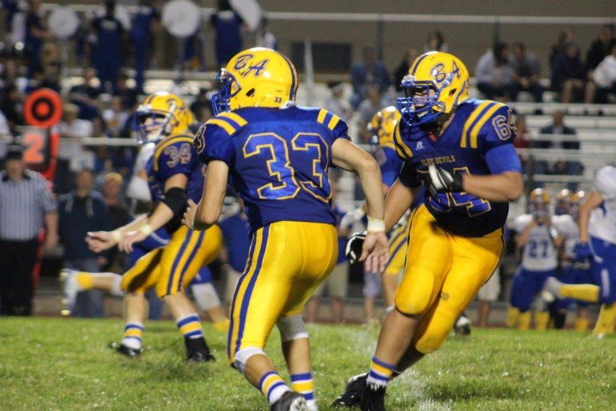Linebackers Thor Schmittle (33) and Adam Bowers (64) will be challenged by Claysburgs running attack.