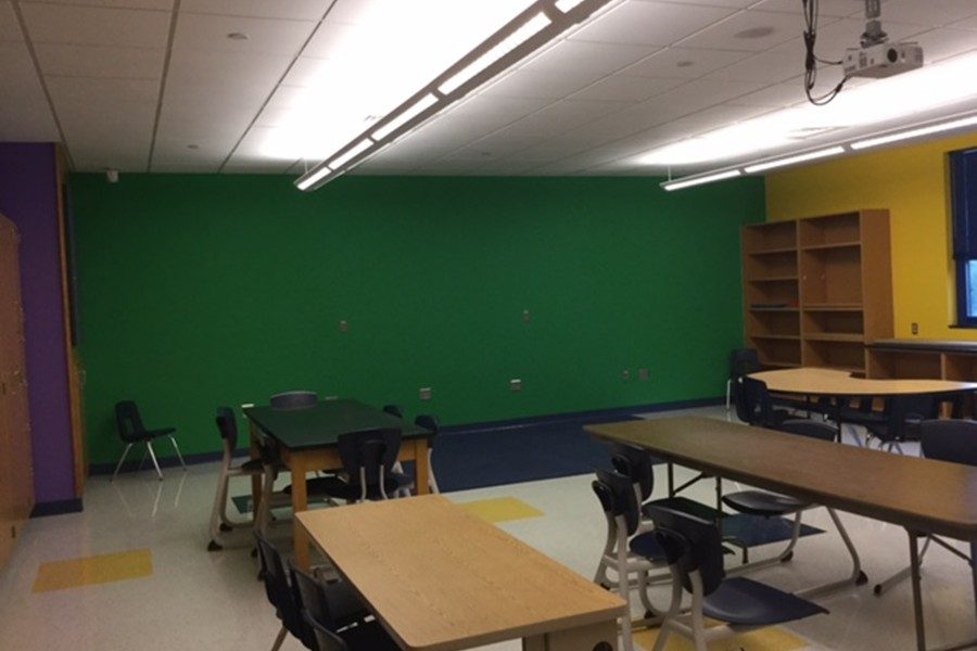 One of the upstairs rooms in Myers was repainted and re-tooled to serve as a makerspace.