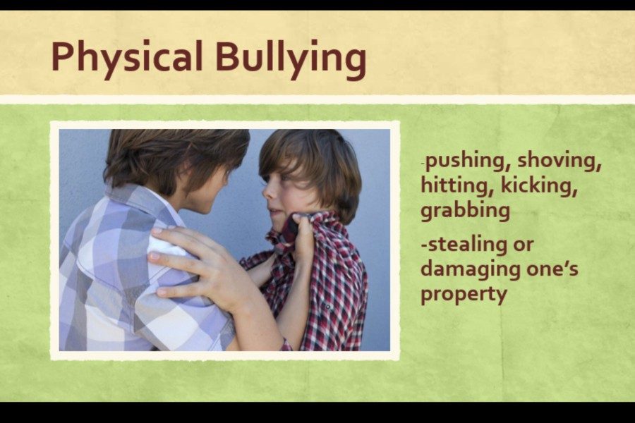 Part of the anti-bullying Power Point shown to students on the first day was a section about the four different types of bullying.