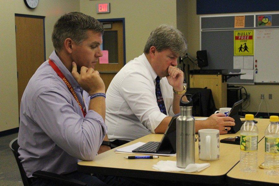 High school principal Mr. Richard Schreier and Superintendent Dr. Thomas McInroy took in three days of iPad training recently.