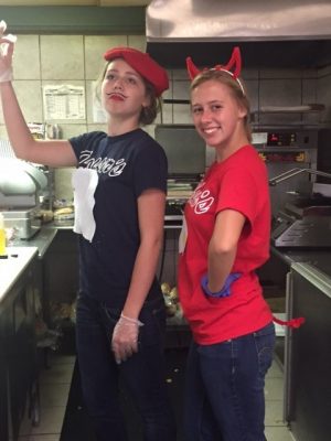 Haley McCloskey and Addison Clemente got into the Halloween spirit by dressing up for work at Houser's Subs.