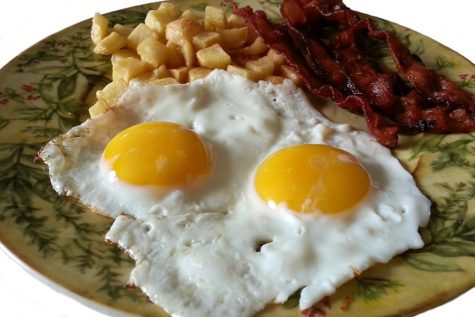 The classic bacon and eggs makes a delicious breakfast.