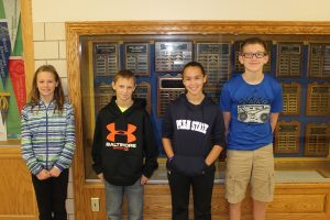 From left to right, Alexis Schratzmeier, Reese Rinker, Anna Lovrich
and Tyler McCaulsky were named Middle School Students of the Week.
