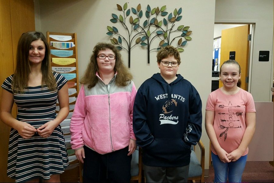 This week's middle school Students of the Week were (l to r) Caitlyn McCartney, Cynthia Hamel, Caden Nedimyer, and Allison Nycum. 
