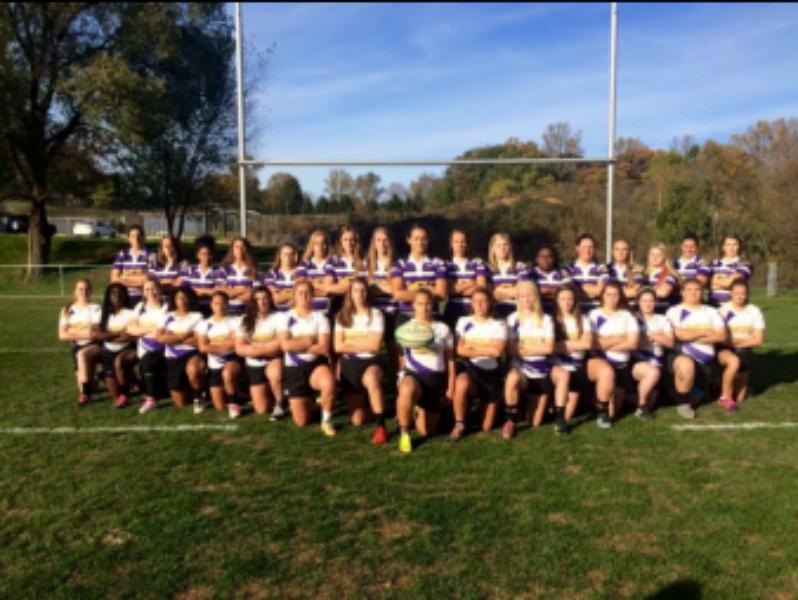 Alayna Roberts, third on the right from the ball, is now a member of the West Chester rugby team.