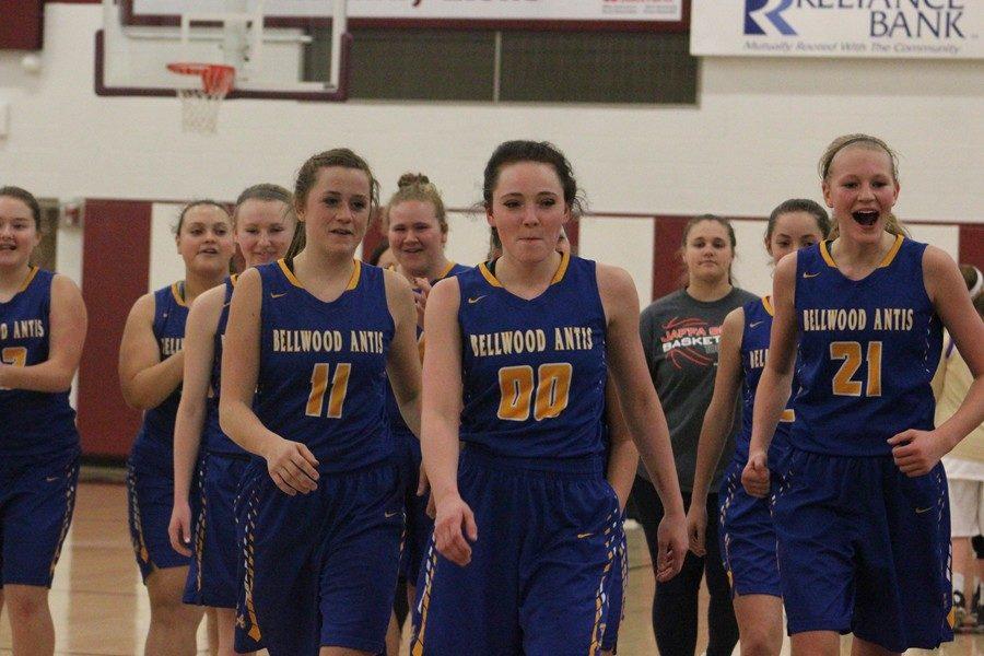 Sophie Damiano (11), Makayla Carles (00) and Alli Campbell (21) were all smiles after the Lady Devils tight win over Bishop Guilfoyle.