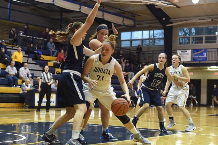 Katy Leamer will finish her career at Juniata with more than 400 rebounds.