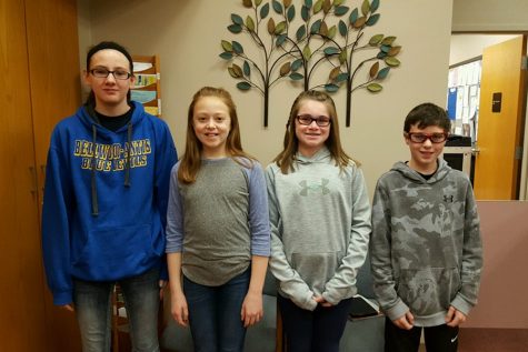 This weeks middle school Students of the Week are (l to r): Harley Stunk, Jayce Miller, Alyson Partner, and Anthony Caracciolo.
