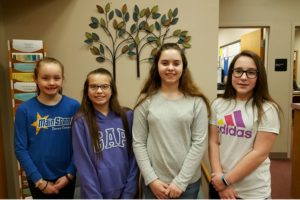 The most recent middle school Students of the Week are: (l to r) Carsyn Gilbert, Layla Kurtz, Gabriella Musselman, and Abigail Snyder.