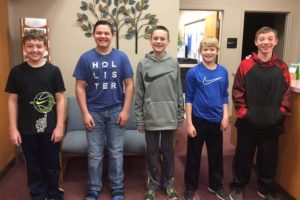 Michael Hostler, Dominic Caracciolo, Tyler Mercer, Connor Cobaugh and Dylan barr are the most recent middle school Students of the Week.