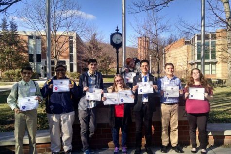 B-A had a tremendous showing at the Region 6 PJAS competition at Penn State Altoona. Pictures are, front row (l to r): Dan Kustaborder, Shalee Bennett, Quintin Nelson, Amanda Baldwin, Devon Zheng, Dominic Tornatore, and Brandi Ray. In back is Noah Plank.