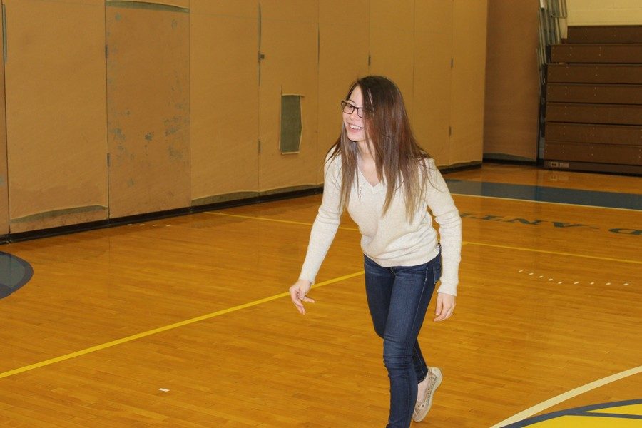 Sophomore Paige Wenner spends several study halls each month working with students in B-As adapted PE program.