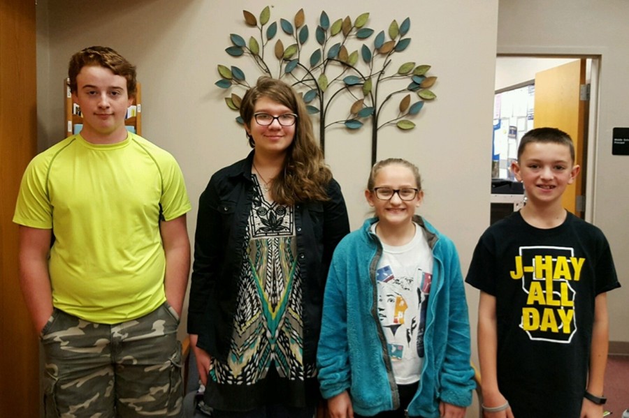 (L to r) Jeff Miller, Sarah Berkowitz, Olivia Gregg and Jacob Mercer are the newest middle school Students of the Week.