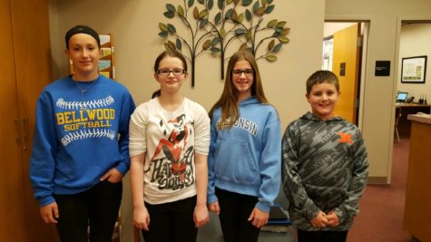 Middle school Students of the Week are: (L to r) Kaitlyn Robison, Raela Zuiker, Hailey Simon, and Jordan Hescox.