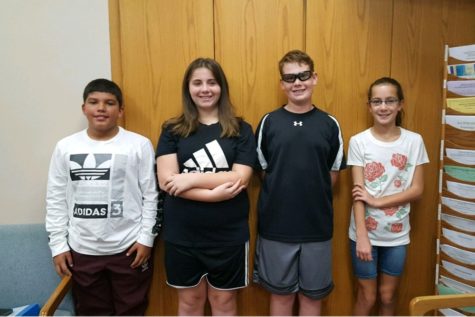 The latest middle school Students of the Week are (l to r): Julius Diossa, Jocelyn McGuire, Vincent Cacciotti, and Rylie Andrews.
