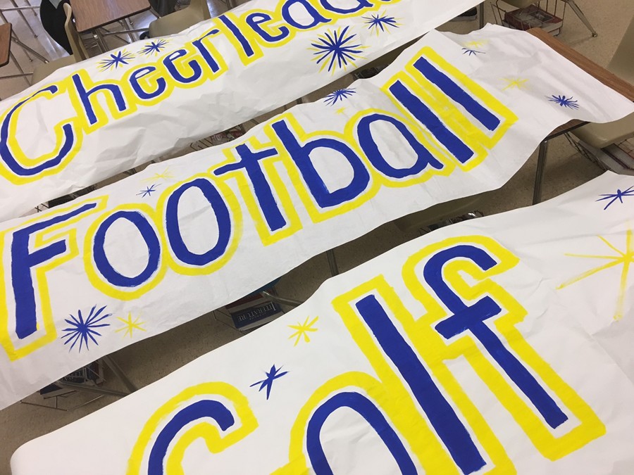 Leo Club has been hard at work creating spirit signs for all of the sports to be recognized at Fridays pep rally.