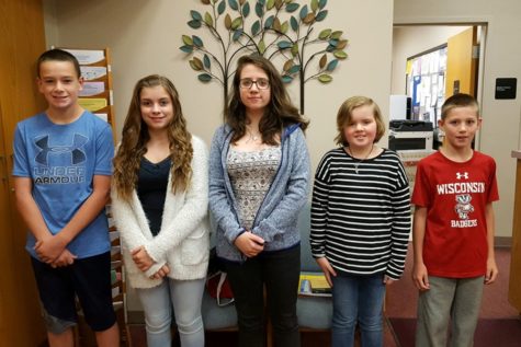 This weeks middle school Students of the Week are (l to r): Brandon Cherry, Kali Riggleman, Ceirra Dillen, Julia Johnson, and Holden Schreier. 