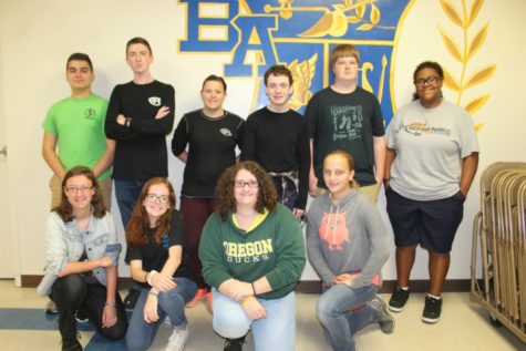 Blair County band musicians include: front row (l to r) Kaitlyn Farber, Thalia Lucio, Lordin Williams and Shayla Graham; back row (l to r) Dominic Tornatore, Tyler Frye, Lara Hall, Brendan McCaulley, Jonathan Gummo and Shalee Bennett. Missing was Hannah Hornberger and Alanna Vaglica.