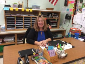 Mrs. Gonder enjoying some time in her classroom.