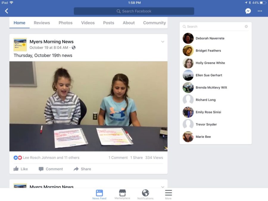 Parents and community members can link to Myers Morning News through its Facebook page.