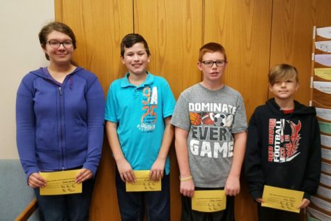 This weeks middle school students of the week are (l to r): Sarah Berkowitz, Nathan Patton, Chance Schreier, and Seth Regan.
