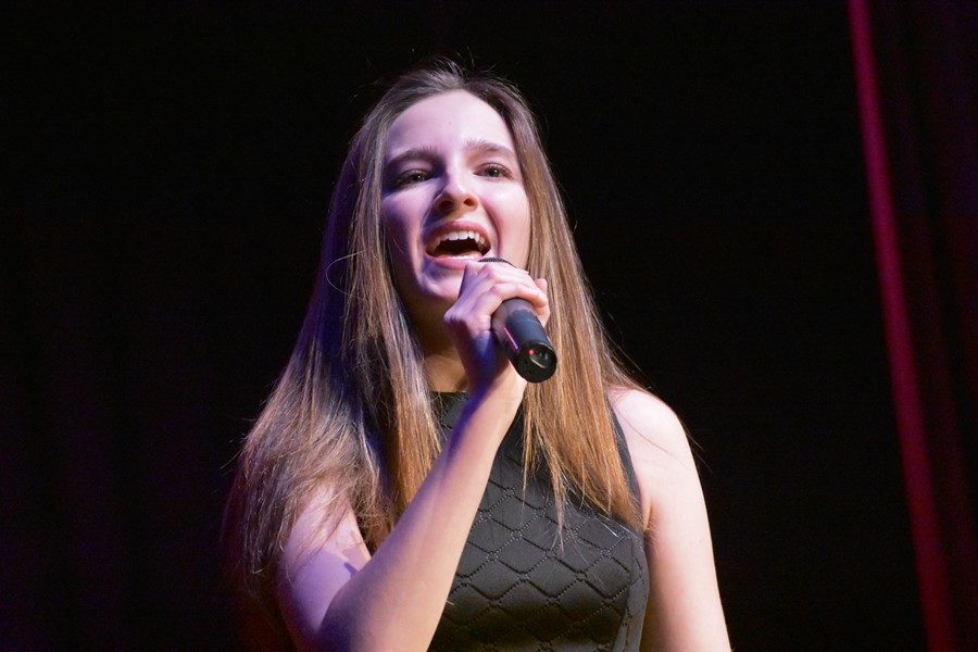 Alivia Jacobs belts out a note at the 2018 Variety Show.