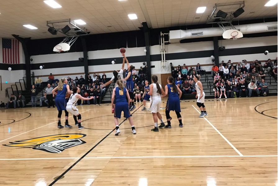 Sakeria Haralson gets the tip in the Lady Blue Devils win over Moshannon Valley.