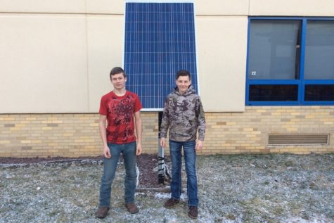 Kruz Snyder and Skylar Patton have been working on perfecting the solar panels in the outdoor classroom.