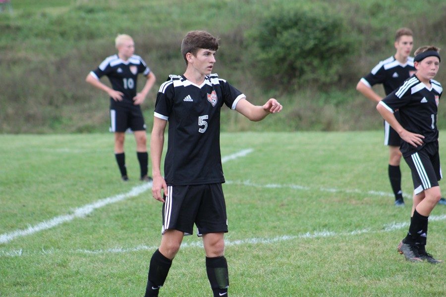 Corey Johnston directs traffic in the Tyrone/Bellwood-Antis co-op teams 4-0 loss to Bellefonte.