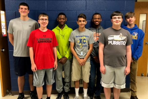 Scholastic scrimmage team members include (r to l): Nathan Wolfe, John sloey, Aiden Taylor, Dan Kustaborder, Alex Taylor, Philip Chamberlin, and Keny Robison.