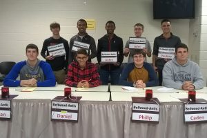 Scholastic scrimmage team members include: front row (l to r), Nathan Wolfe, Dan Kustenborder, Philip Chamberlin, and Caden Nagle; back row (l to r), Kenny Robinson, Alex Taylor, Aiden Taylor, John Sloey, and Paulino Cuevas.